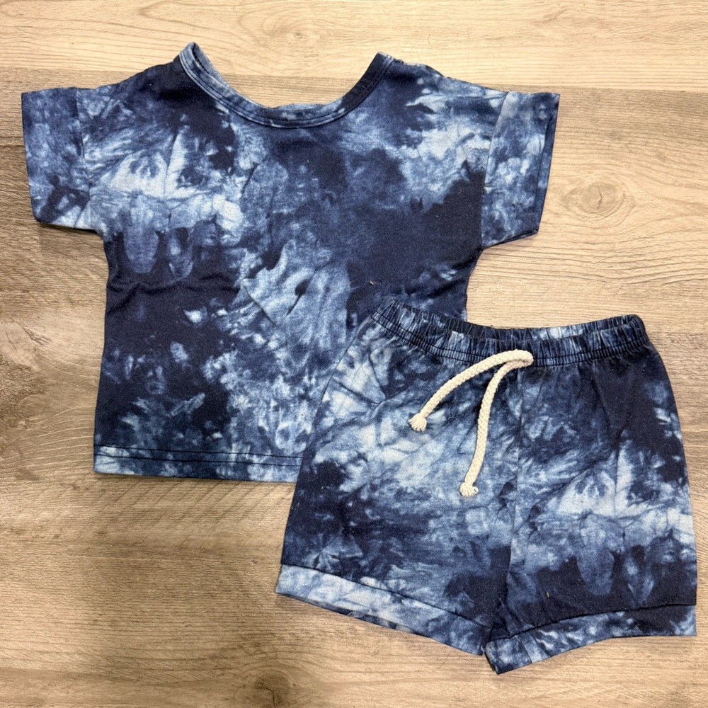 Kids Tie-Dye Short Set - Navy Blue